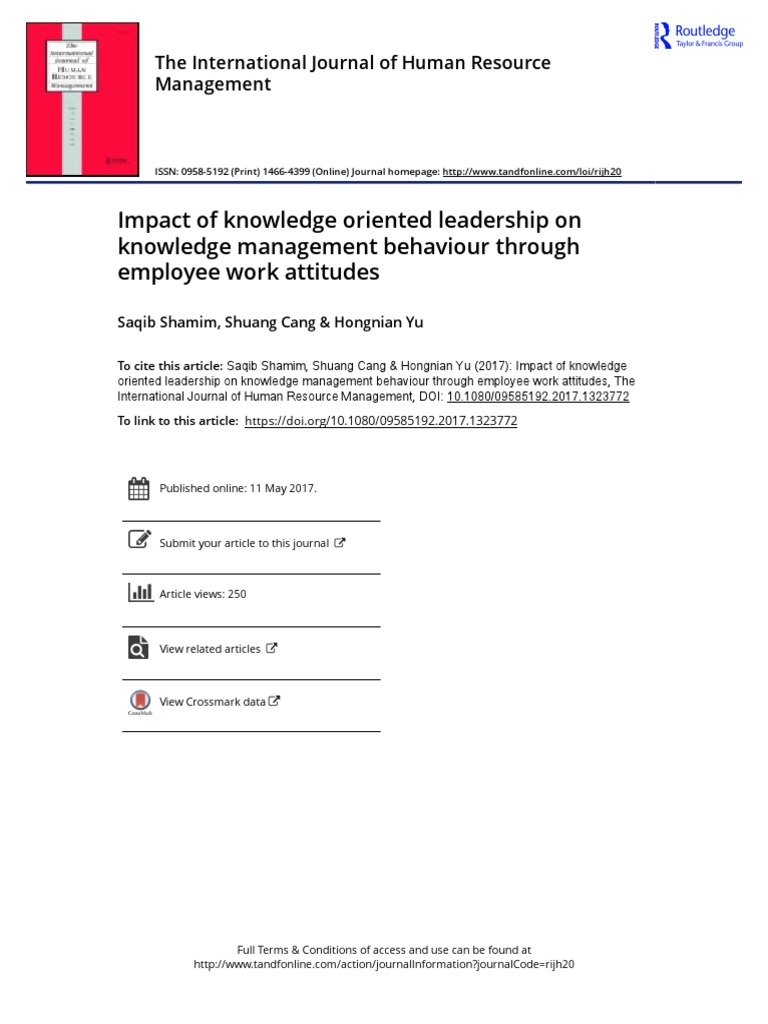 Impact of Knowledge Oriented Leadership On Knowledge Management ...