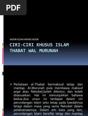 Ciri Ciri Khusus Islam Thabat Wal Murunah 2 Pdf