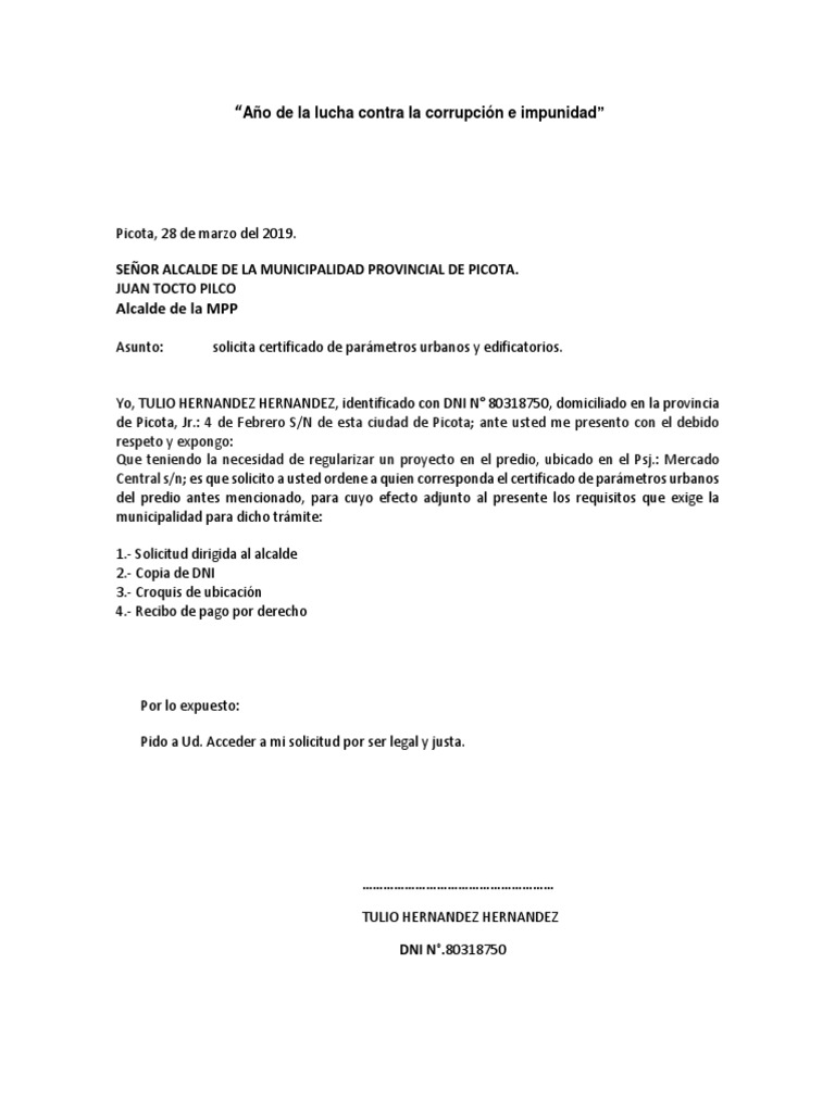 Solicitud Al Alcalde | PDF