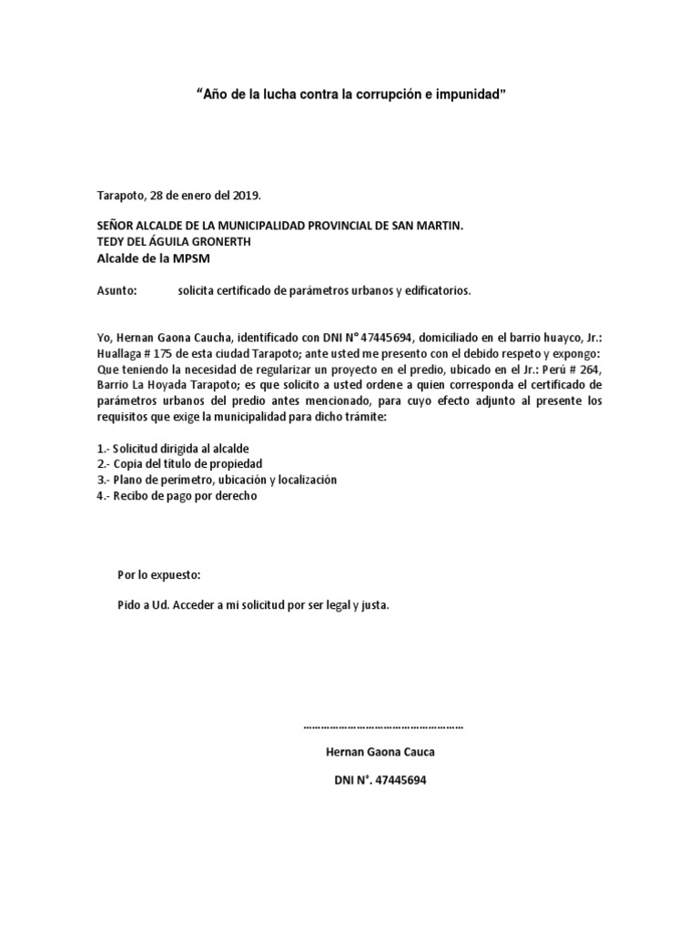 Solicitud Al Alcalde