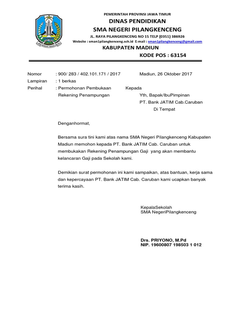 Surat Permohonan Rek Giro