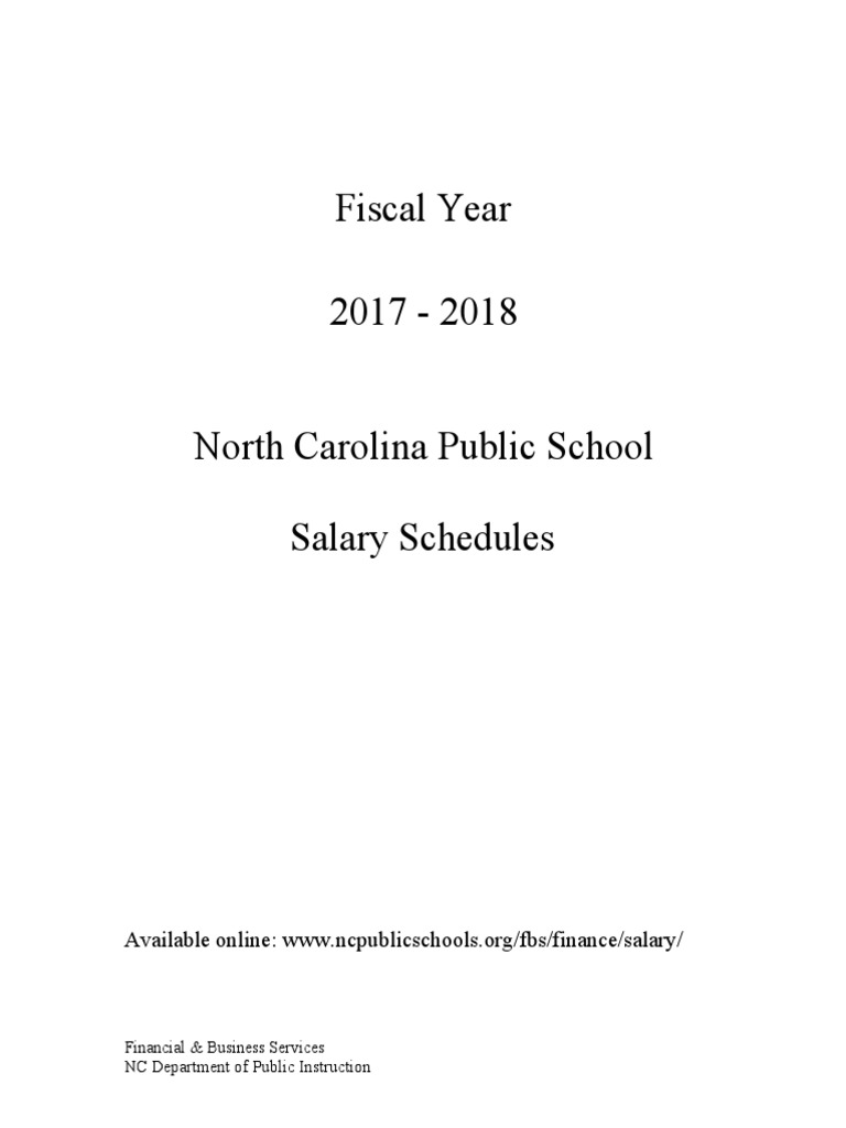 Fiscal Year 2017 2018 North Carolina Public School Salary Schedules
