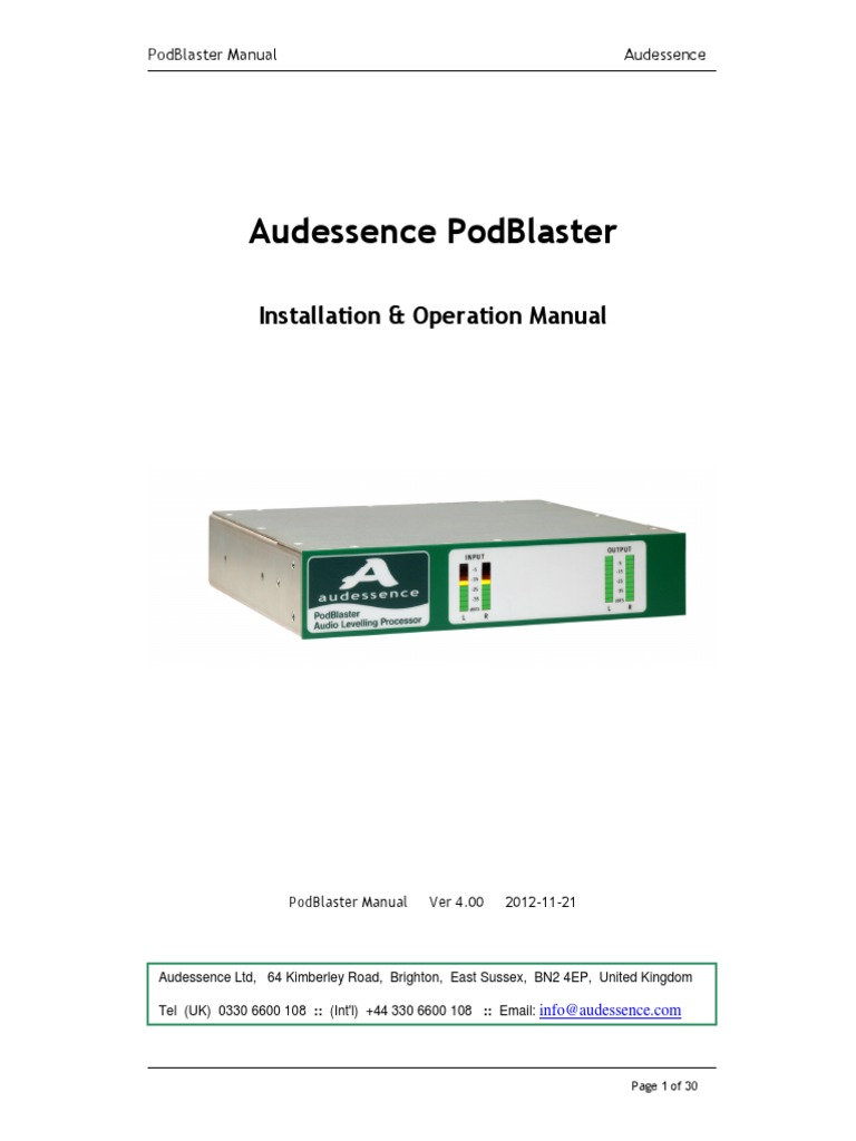 PodBlaster Installation & Operation Guide | PDF | Electromagnetic ...