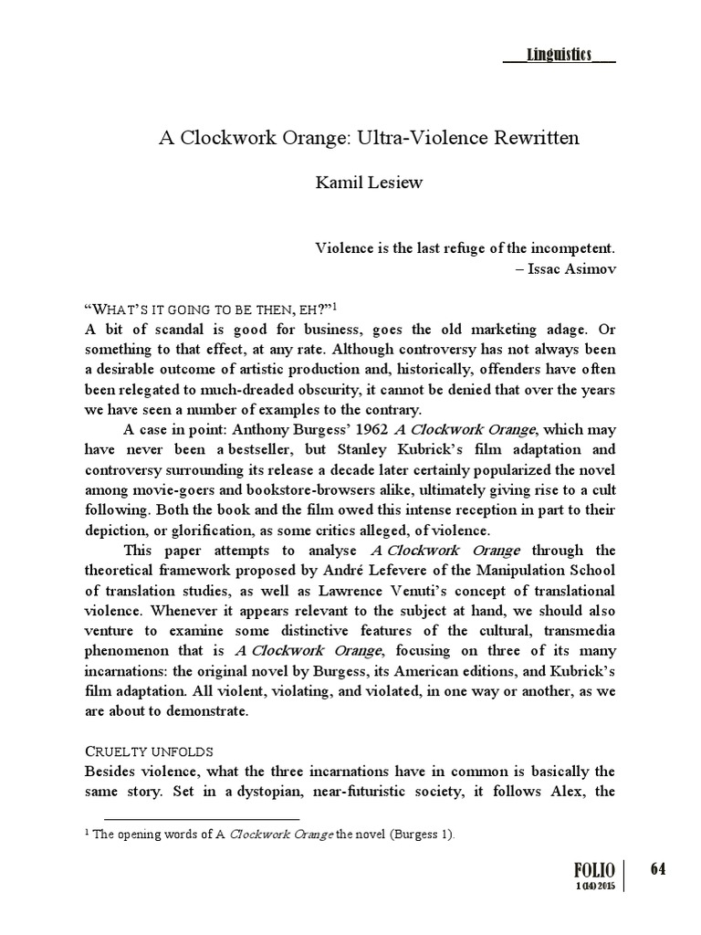 A Clockwork OrangeUltraViolence Rewritten PDF