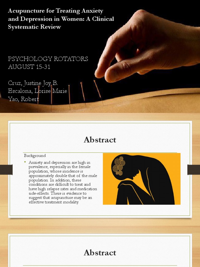 Acupuncture For Treating Anxiety Disorder PDF Major Depressive