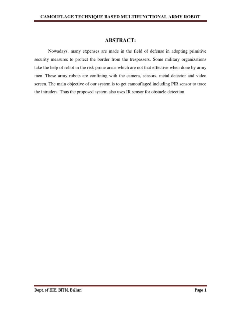 Abstract:: Camouflage Technique Based Multifunctional Army Robot | PDF ...