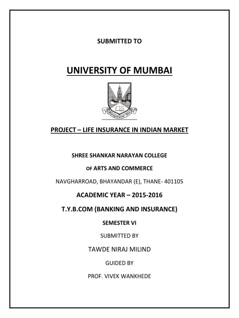 University of Mumbai: Submitted To | PDF | Life Insurance | Insurance