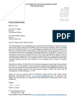 Carta de La Junta Al Conservatorio de Música de Puerto Rico y Escuela de Artes Plástica