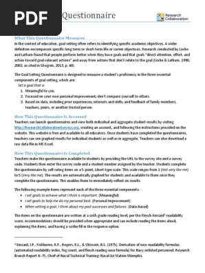 Goal Setting Questionnaire 