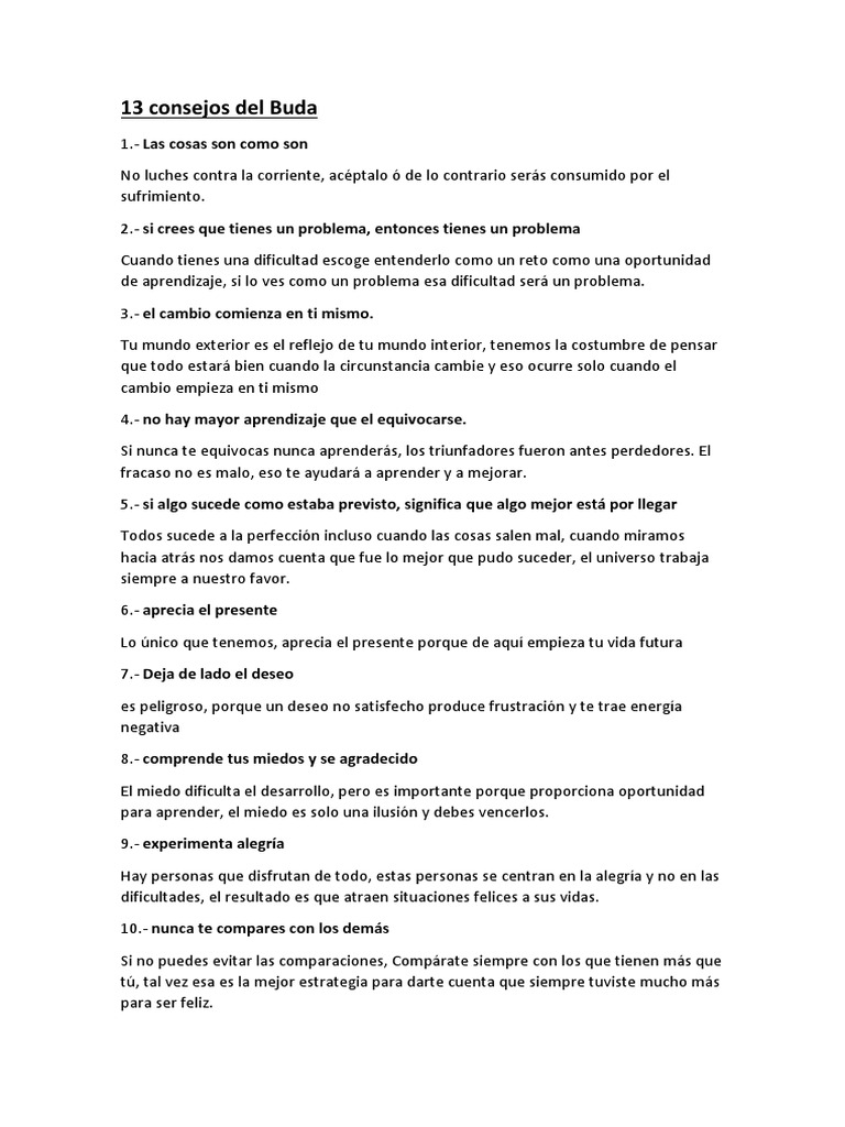 13 Consejos de Buda para la Vida | PDF | Sufrimiento | Gautama Buddha