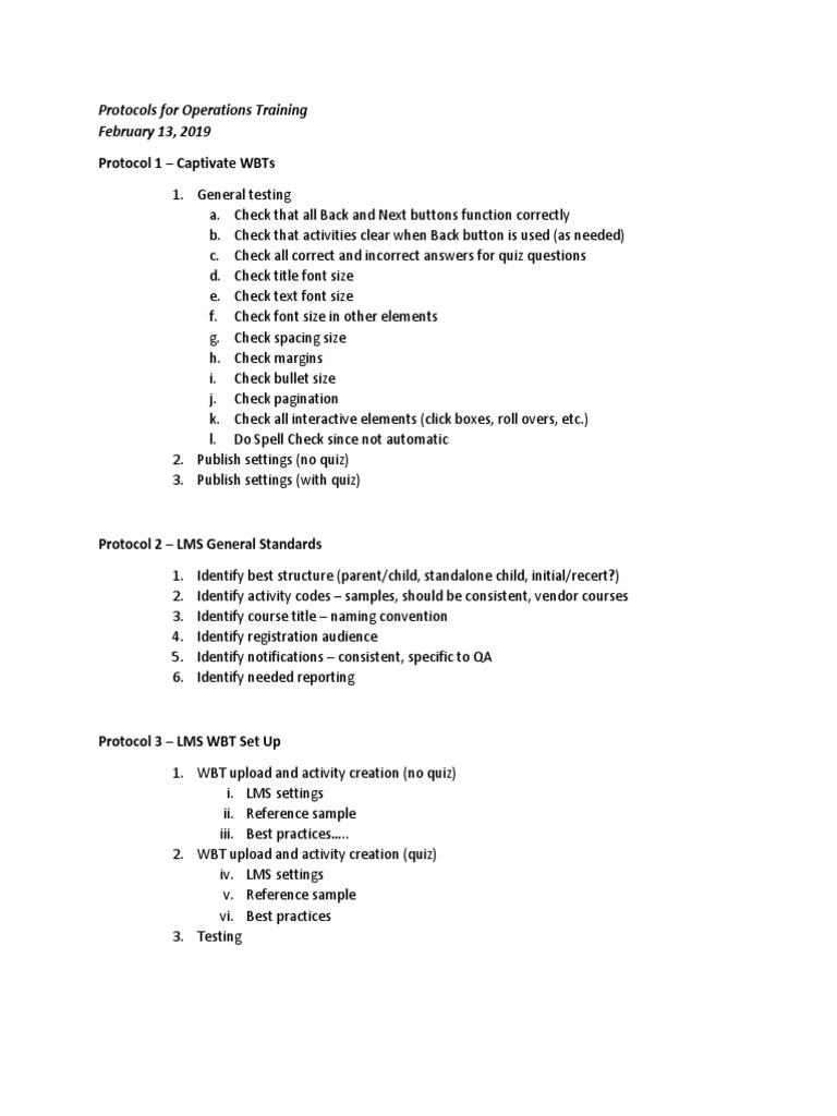 Operations Training Protocols Guide | PDF | Computing | Software