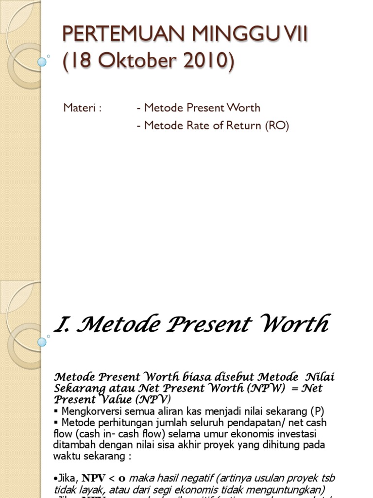 Contoh Soal Ekonomi Teknik Npv