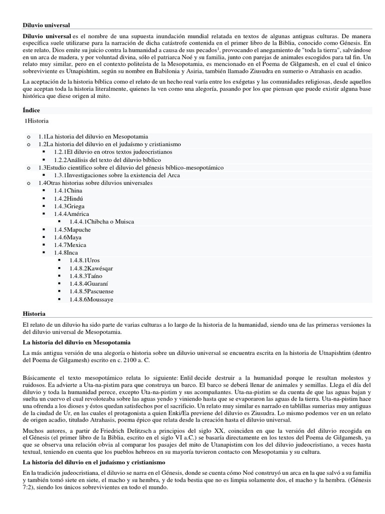 Historia y mito del diluvio universal | PDF | Mito de la inundación ...