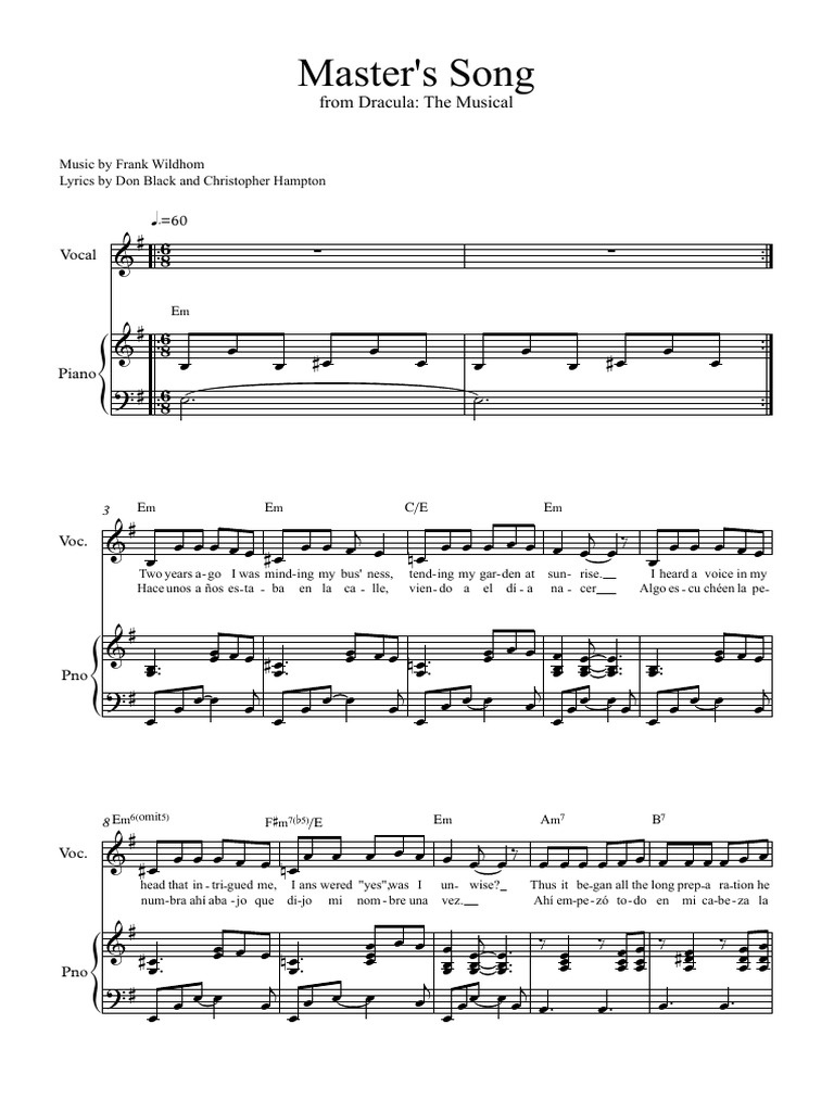 Master'Ssong From DraculaThemusical Performing Arts Leisure