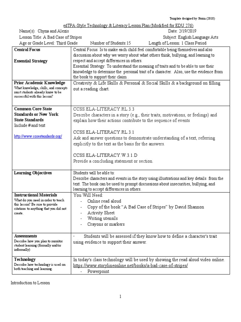 Edu 276 Technology Lesson Plan Template PDF Lesson Plan Books