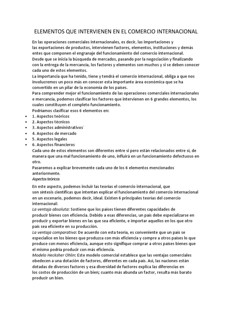 Elementos del Comercio Internacional | PDF | El comercio internacional ...