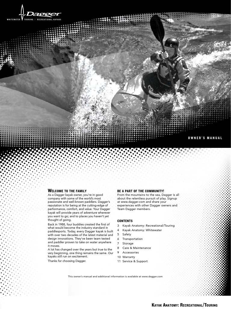 Whitewater Touring Recreational Kayaks Owner'S Manual PDF Kayak