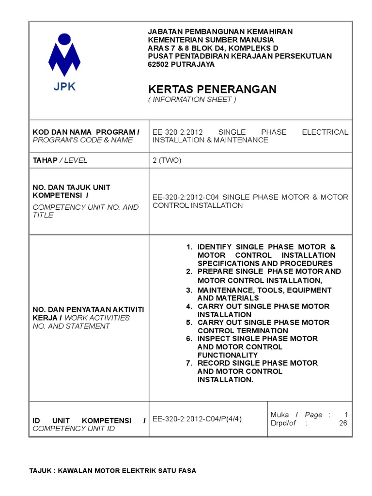 Kawalan Motor Elektrik Satu Fasa Pdf