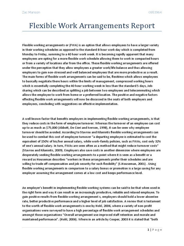Assessing the Benefits and Drawbacks of Flexible Work Arrangements for ...