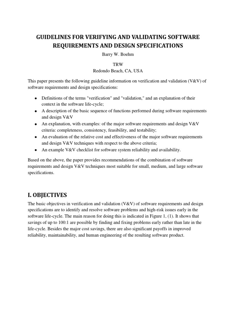 Software V&V Guidelines and Techniques | PDF | Reliability Engineering ...