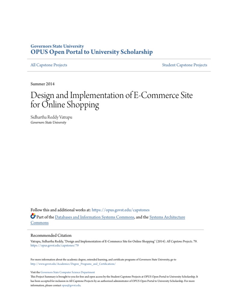 Design And Implementation Of E Commerce Site For Online Shopping Pdf