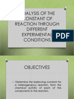 Analysis of The Constant of Reaction Through Different Experimental Conditions