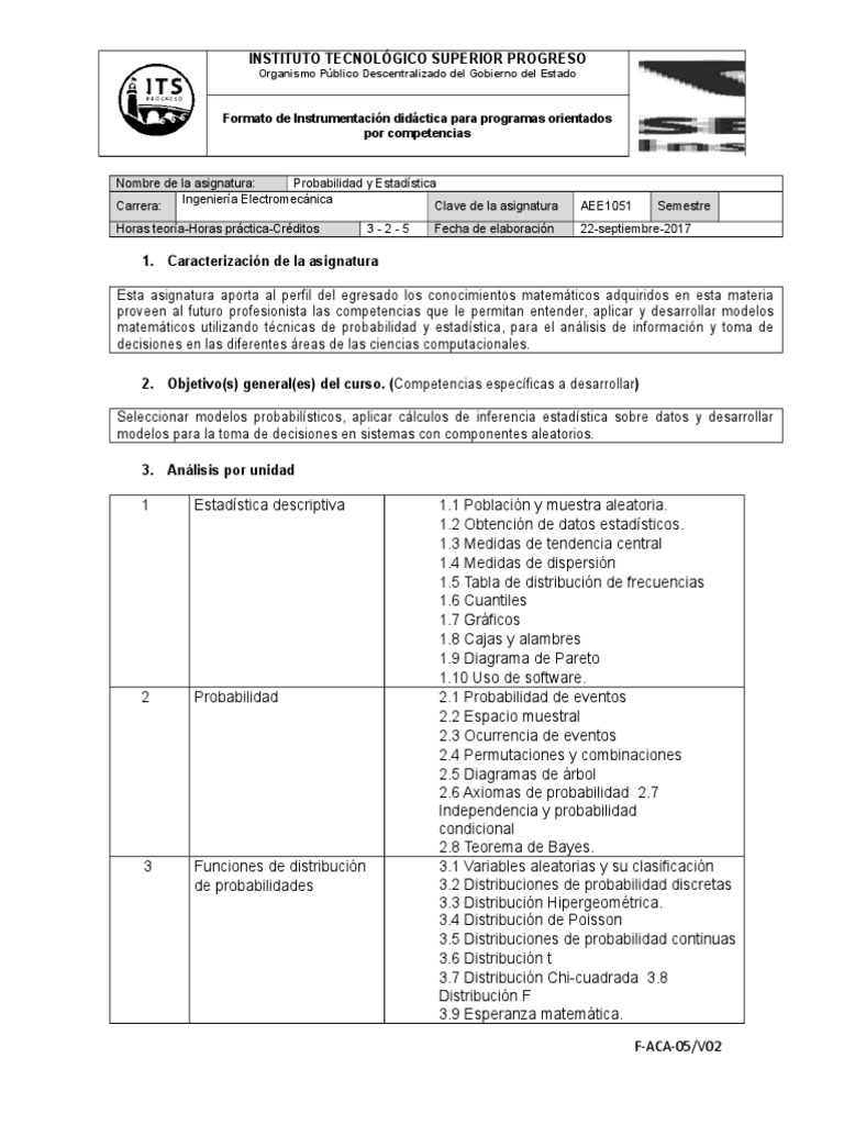 4. Instrumentacion Didáctica_Probabilidad & Estadística