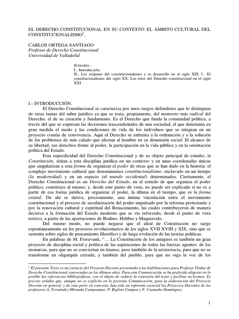 El Derecho Constitucional en Su Contexto El Ámbito Cultural Del PDF ...