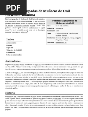 fabricas agrupadas de munecas de onil sa