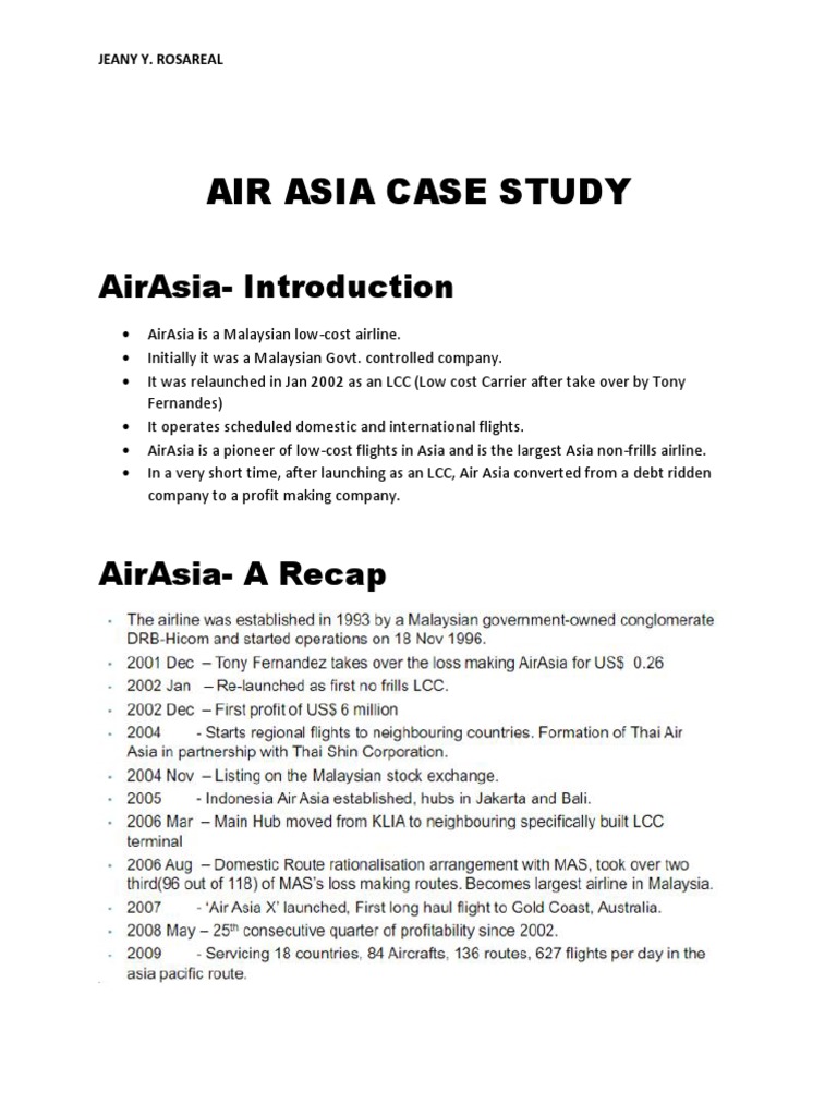 Air Asia Case Study Docx Low Cost Carrier Airlines