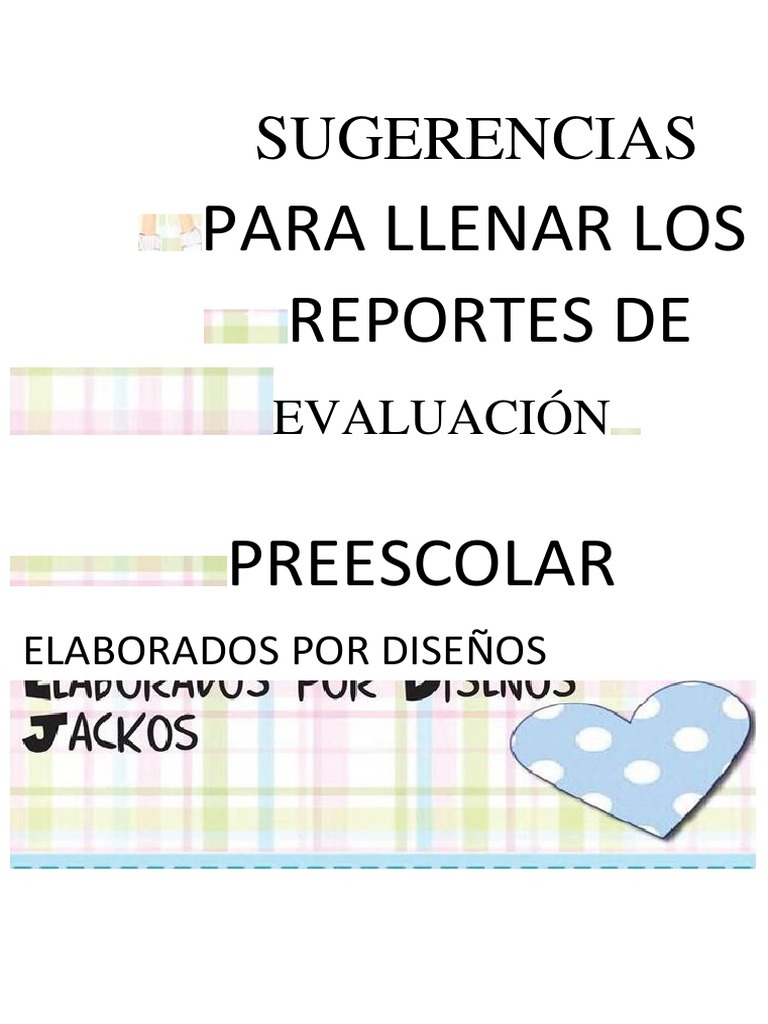 Sugerencias para Reportes de Evaluación Preescolar | PDF | Ritmo ...