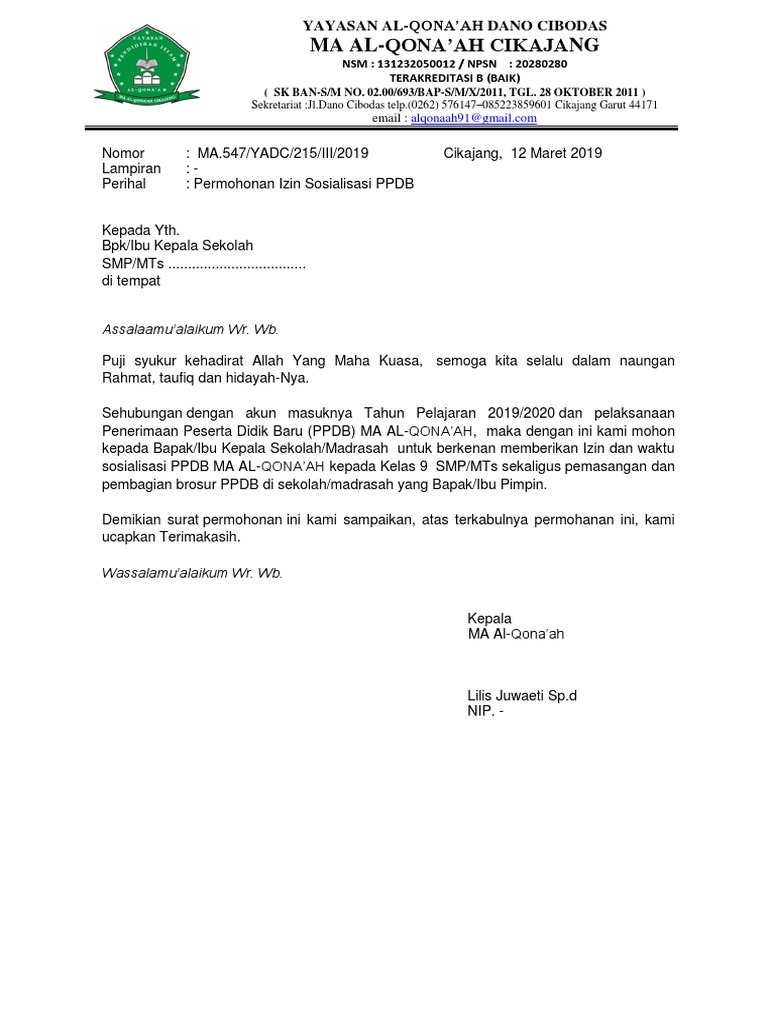 Download 60+ Contoh Surat Surat Izin Sekolah Ma Terbaik Dan Terbaru
