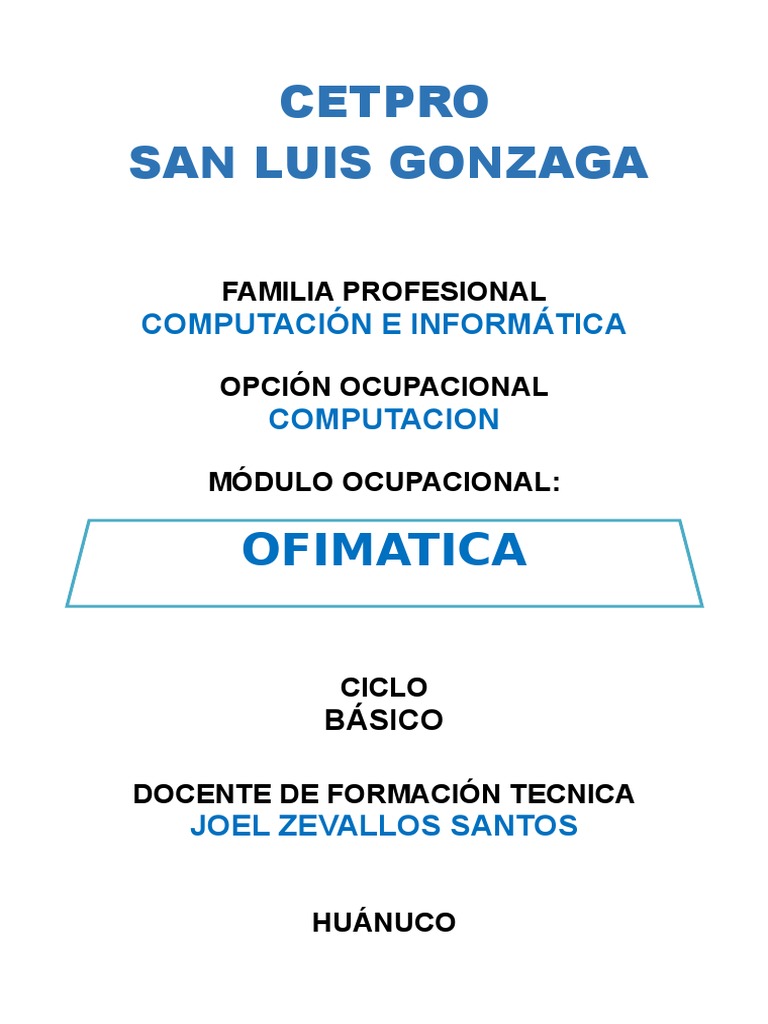 Ofimática en CETPRO San Luis Gonzaga | PDF | Archivo de computadora ...