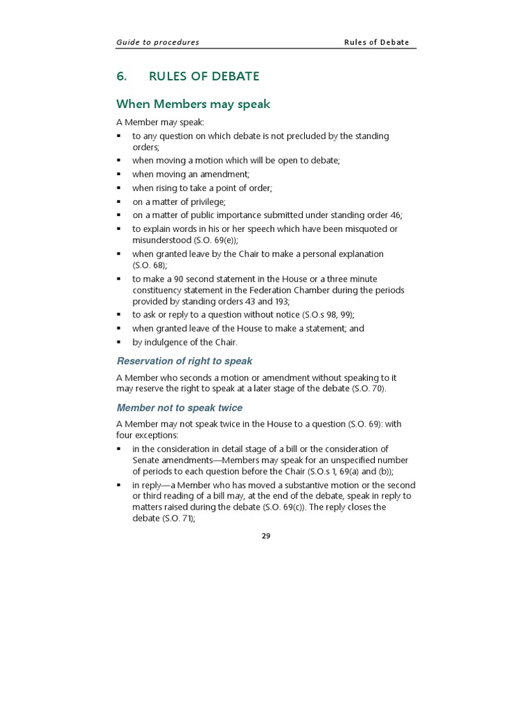 06 - Rules of Debate | PDF | United States House Of Representatives ...