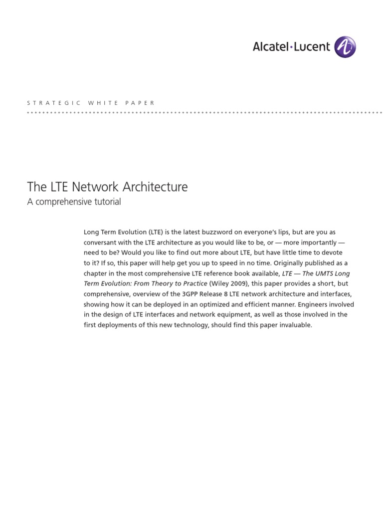The LTE Network Architecture: A Comprehensive Tutorial | PDF | Internet ...
