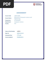 Assignment: 18ESC108A Elements of Computer Science and Engineering B.Tech (ASE) Computer Science FET