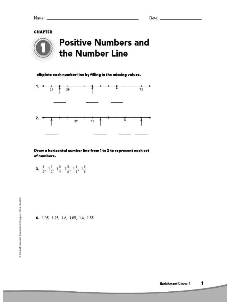 Positive Numbers and The Number Line: Name: Date | PDF | Teaching ...