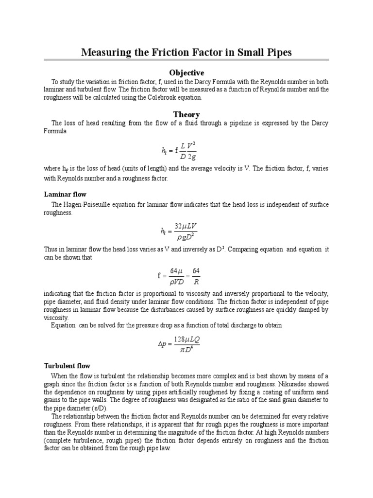 Colebrook Equation for Friction Factor | PDF | Reynolds Number | Fluid ...