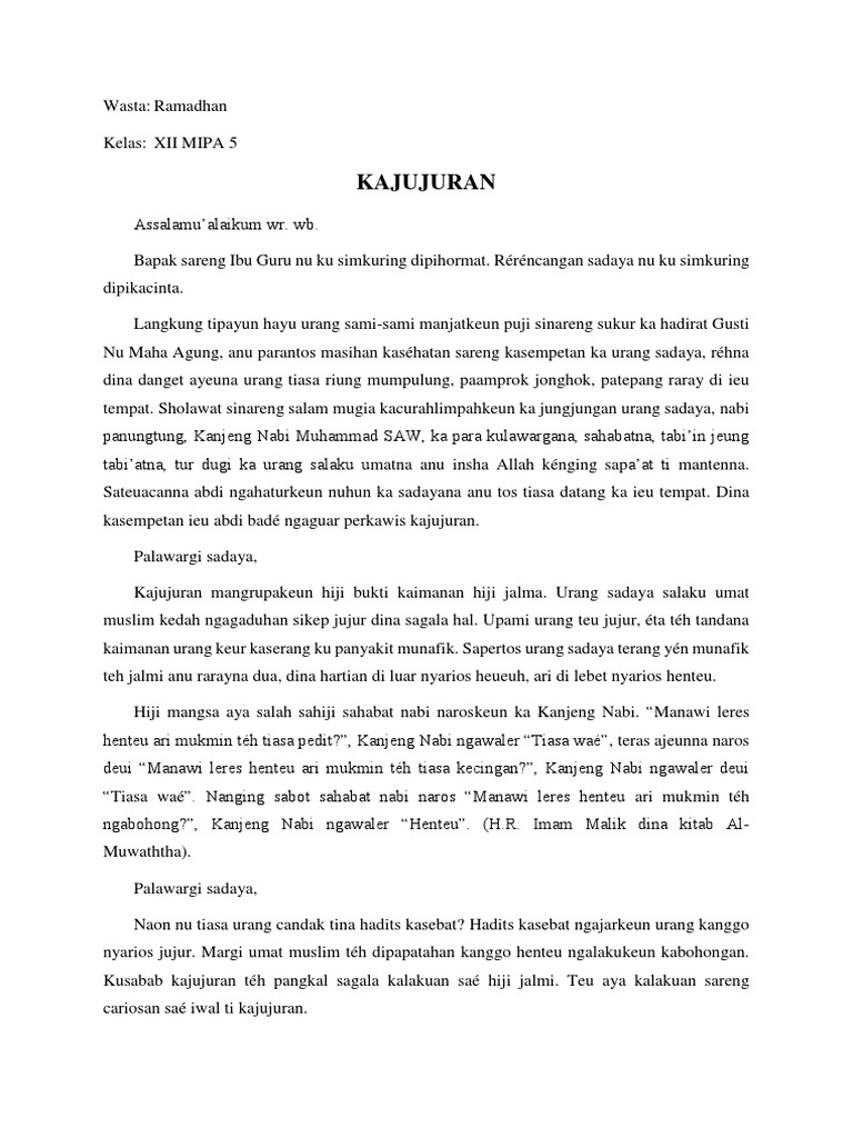 Biantara Sunda Kajujuran