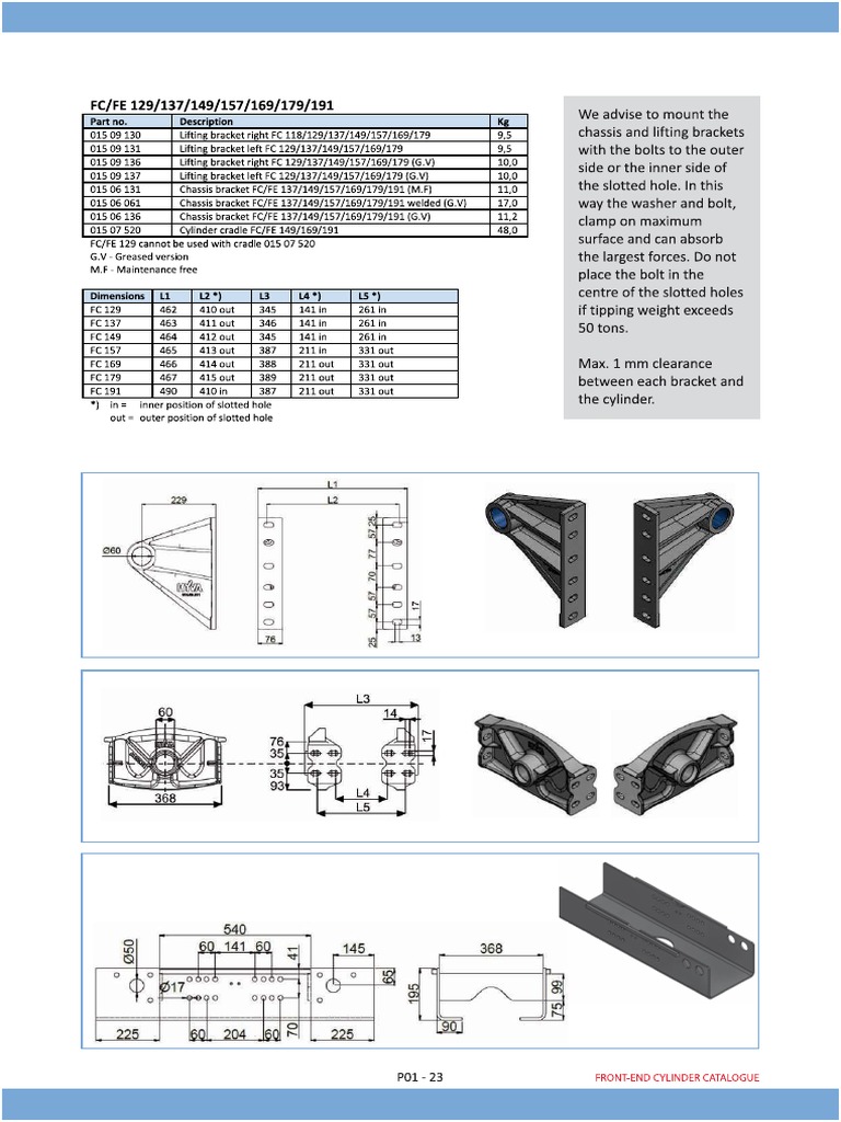 Hyva Bracket Catalogue Drawing | PDF