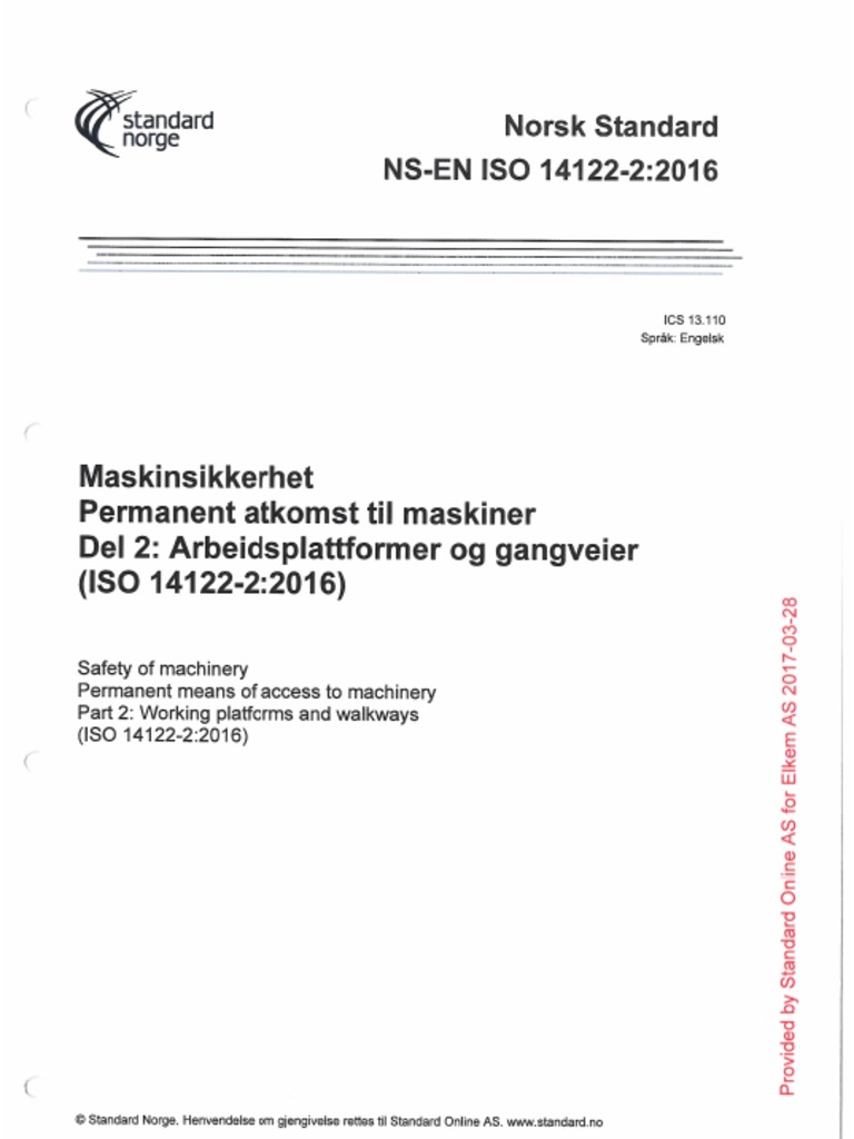 Iso 14122 2 2016-维修平台和通道 Pdf | Pdf