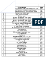 Equipment List-For One Rig