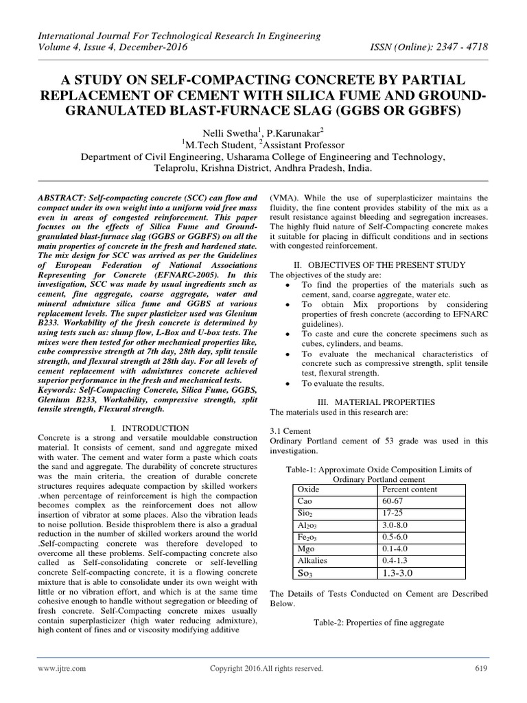 A Study On Self-Compacting Concrete by Partial Replacement of Cement ...