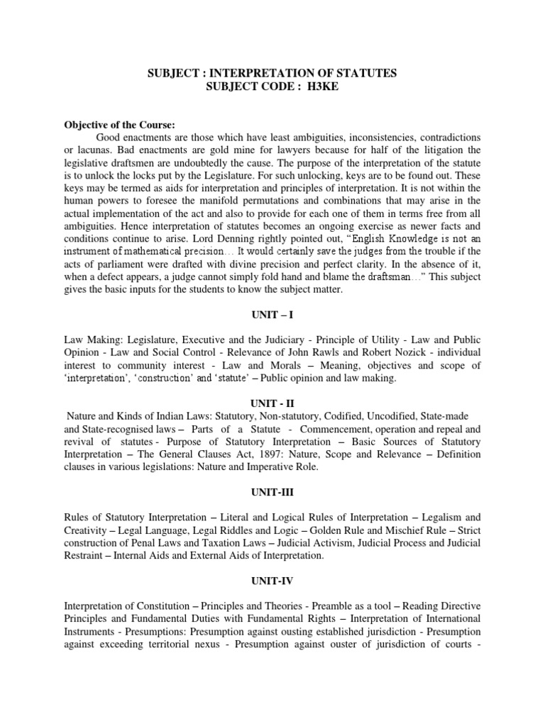 5 Interpretation of Statutes PDF Statutory Interpretation Legal