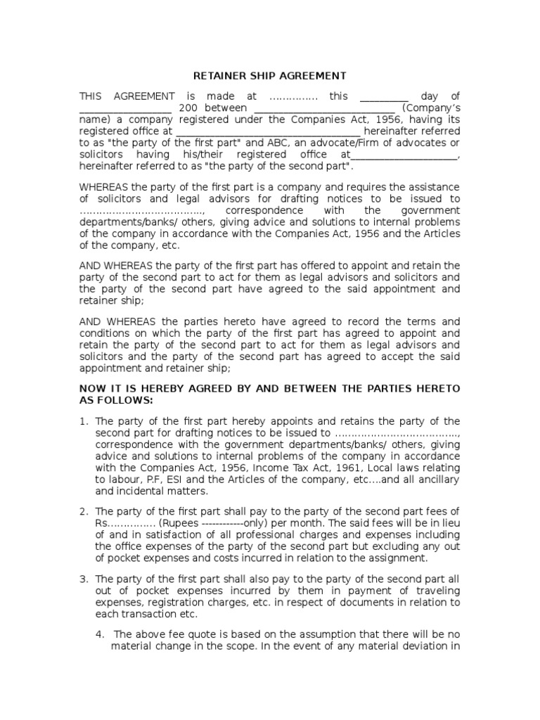 53 Retainer Ship Agreement | PDF | Arbitration | Lawsuit