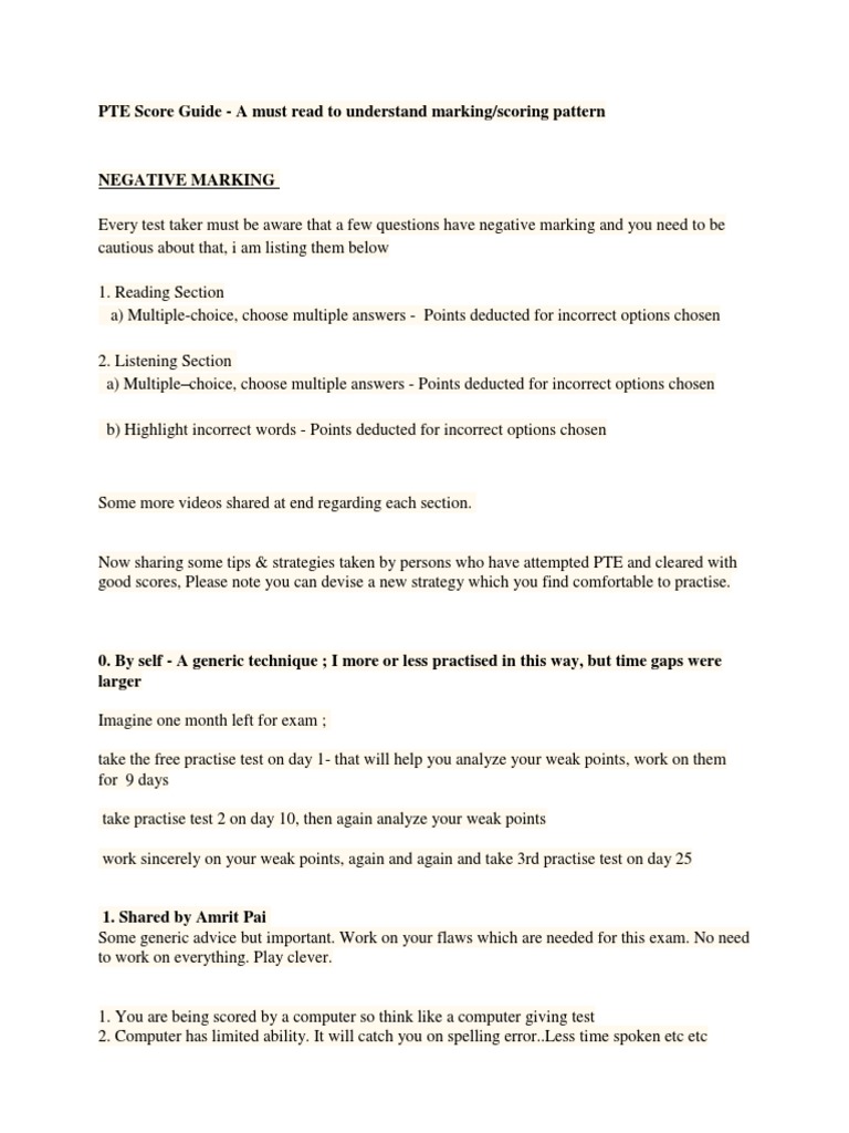 PTE Score Guide - A must read to understand marking/scoring pattern ...
