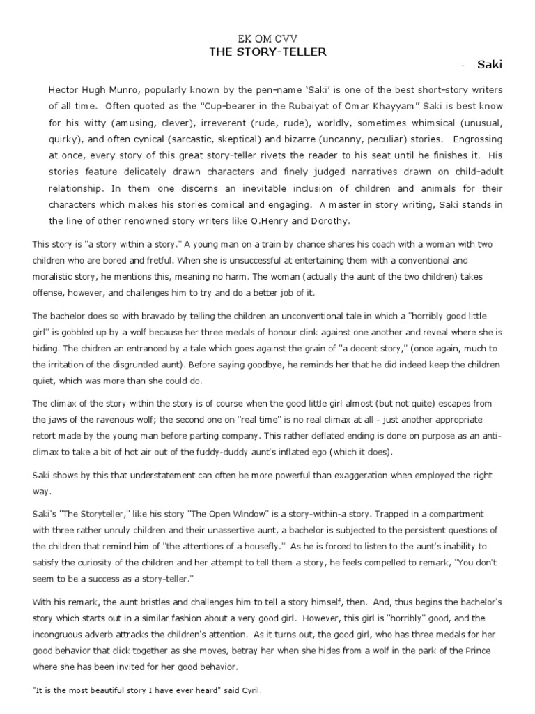 The Story Teller PDF Saki Storytelling