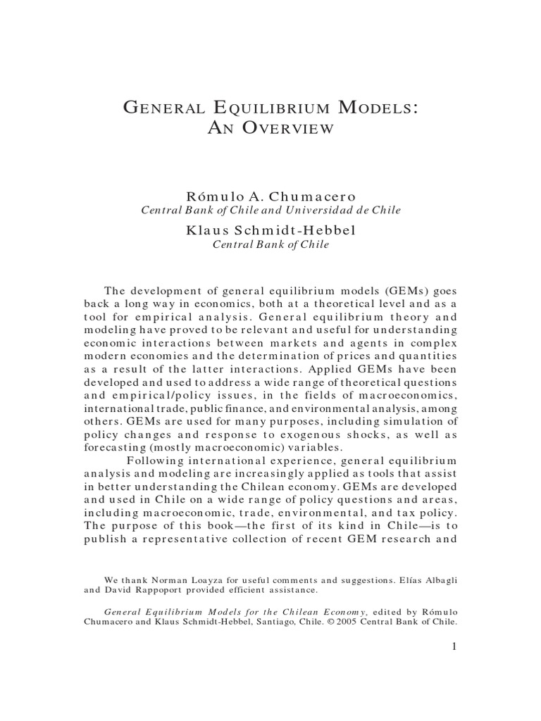 General Equilibrium Models An Overview | PDF | General Equilibrium ...