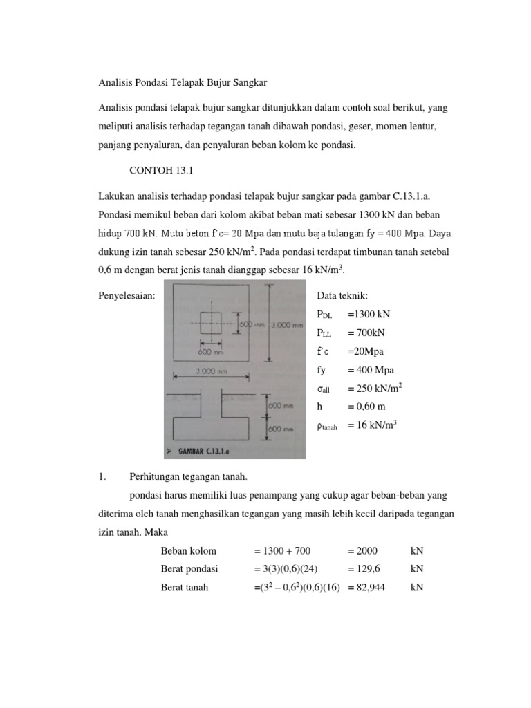 91074 Analisa Pondasi Telapak Bujur Sangkar Docx