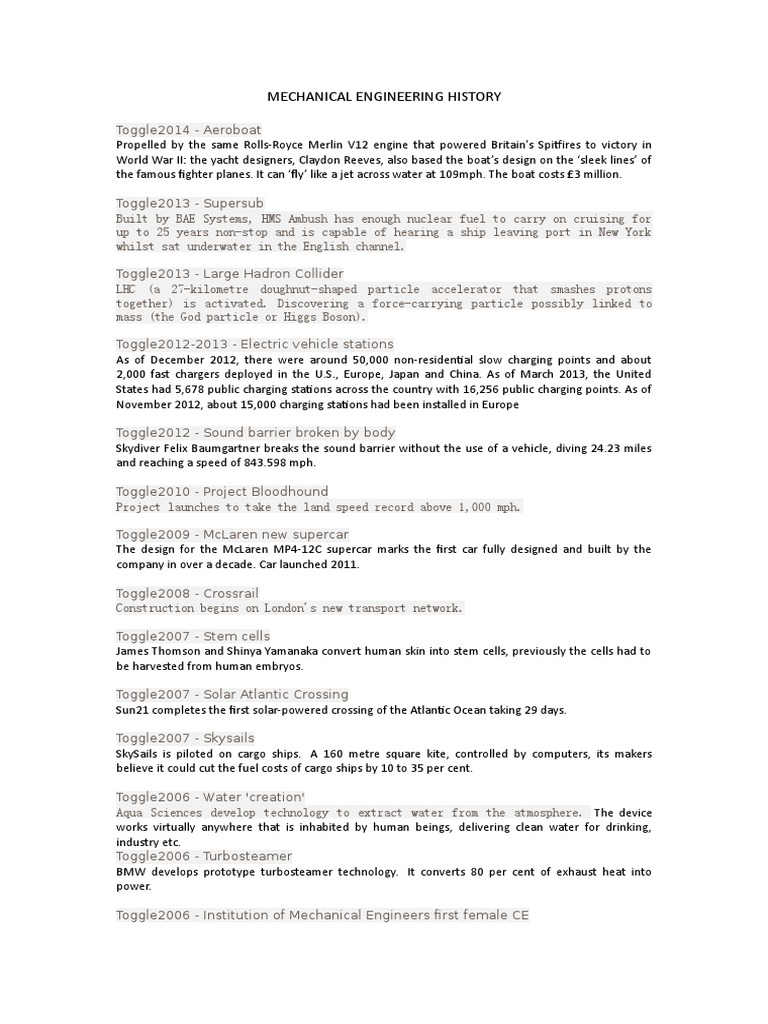 History Of Mechanical 1 Pdf Steam Engine Car